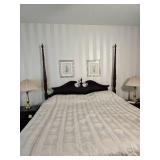 Gorgeous Vintage Carved Mahogany Poster Bed - King