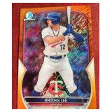 2023 Bowman Chrome Brooks Lee Orange Shimmer Refractor Prospect Card