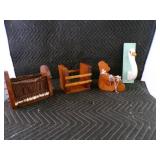 Lot of 4 - Wooden Desktop Helpers & Decor.