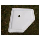 White Corner Shower Stall Base