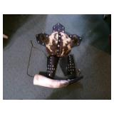 Original Renaissance Viking Helmet, Leather Arm Gauntlets & Beer Horn