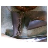 Original Renaissance Viking Helmet, Leather Arm Gauntlets & Beer Horn