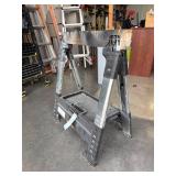 Four Collapsible Plastic Sawhorses with Integrated Storage