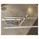 Measuring and Level Tools, Including Adjust-A-Square and Spirit Levels