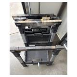 Four Collapsible Plastic Sawhorses with Integrated Storage