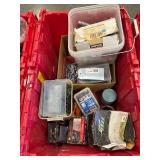 Red Milwaukee Storage Bin with Assorted Anchors and Screws