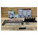 Grease gun, hex key, drive impact lot of 10