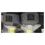 A pair of 12LB Rubber Hex Dumbbells (NEW)