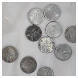 10-Steel Lincoln Pennies 1c