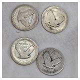 4-Silver 25c, no dates