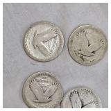 4-Silver 25c, no dates