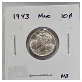 4-Mercury Dimes 10c