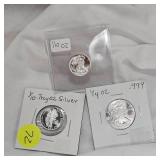 (2) 1/10 Troy oz and (1)1/4 Oz Silver Rounds