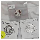 (2) 1/10 Troy oz and (1)1/4 Oz Silver Rounds