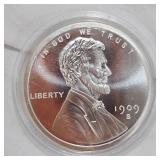 1909 Goden State Mint 2 Troy oz, .999 Silver Penny