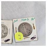 2-Walking Liberty 50c 1942 & 1920-S