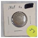 1868 Shield 5c