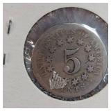 1868 Shield 5c