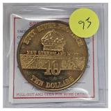 WW II $10 Catridge Brass Coin Proof