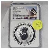 2021 P Australia S $1 Koala NGC MS69, 1st Release