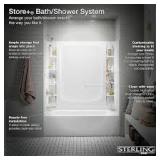 STERLING STORE+ 30 in. W x 60 in. H Three Piece Direct-to-Stud Tub Alcove Wall Surround in White    Customer Returns See Pictures