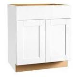 Hampton Bay Shaker 30 in. W x 24 in. D x 34.5 in. H Assembled Sink Base Cabinet in Satin White Customer Returns See Pictures
