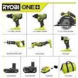 RYOBI ONE+ 18V Cordless 6-Tool Combo Kit with 1.5 Ah Battery, 4.0 Ah Battery, and Charger  Customer Returns See Pictures  Customer Returns See Pictures