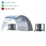BWE 8 in. Waterfall Widespread 2-Handle Bathroom Faucet With Led Light In Polished ChromeCustomer Returns See Pictures