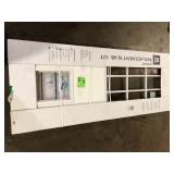 Steves & Sons 31-3/4 in. x 79 in. Reliant Series Clear 9-Lite White Primed Fiberglass Front Door Slab with Large Pet Door    Customer Returns See Pictures