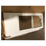 EMCO 34 in. x 80 in. White Universal 3/4-Light Vinyl Storm Door with Black Hardware Damaged  Customer Returns See Pictures