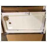 Bootz Industries Aloha ShowerCast 60 in. L x 32 in. W Alcove Shower Pan Base in White with Square Chrome Right Drain Damaged   Customer Returns See Pictures