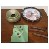 Railroad Spittoon, Key, Clock
