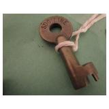 Railroad Spittoon, Key, Clock