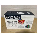LANDNEOO 12 PACK Multi-Use Clear Plastic Storage Bins for Organizing