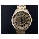 Bulova 97A162 Sutton Exhibition Case 21-jewel Automatic Gold Tone Watch Case Size 43mm (Needs Battery. A Few Scratches on Band)