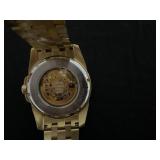 Bulova 97A162 Sutton Exhibition Case 21-jewel Automatic Gold Tone Watch Case Size 43mm (Needs Battery. A Few Scratches on Band)