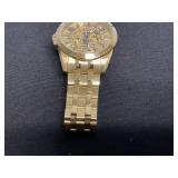 Bulova 97A162 Sutton Exhibition Case 21-jewel Automatic Gold Tone Watch Case Size 43mm (Needs Battery. A Few Scratches on Band)