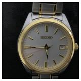 Seiko 6N52-00A0 Date St.Steel Sapphire White Silver Gold Quartz Mens Watch Wrist Size (including the watch head) 19cm