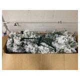 Holiday Time 7.5ft Pre-Lit Flocked Lakewood Spruce Artificial Christmas Tree, 300 LED, Warm White, 7.5