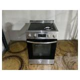 LANBO 24 in. 4 Burner Elements Freestanding Electric Range in Stainless Steel with Air Fry, Rotisserie and True Convection (Cable Missing, Broken Top Transit Damage)