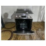 LANBO 24 in. 4 Burner Elements Freestanding Electric Range in Stainless Steel with Air Fry, Rotisserie and True Convection (Cable Missing, Broken Top Transit Damage)