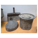Large Lot of Galvanized Metal Gas Cans Buckets etc