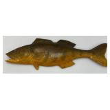 Vintage Wood Hand Carved Walleye Folk Art Wall Hanging 24"