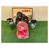 New Drinking Helmet, UND Cups & Lionel Metal Sign