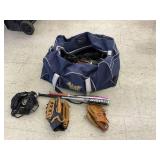 Baseball/Softball Gloves, Bats, Catchers Mask, Cleats & Large Bag