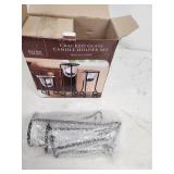 Home Trends Cracked Glass Candle Holder Set with Metal Stands