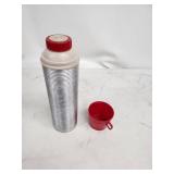 Vintage Aluminum Insulated Thermos with Red Plastic Cup Lid