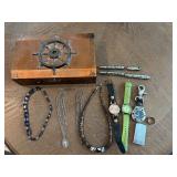 Jewelry Box with Assorted Jewelry and More