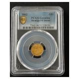 1862 Gold Dollar Indian Princess PCGS VF Damage