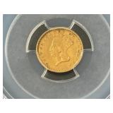 1862 Gold Dollar Indian Princess PCGS VF Damage